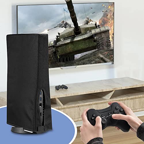 T Tersely Dust Cover for PS5 Console Anti-Scratch Waterproof Dust Sleeve Guard Cover Skin Ultra Soft Protective Case With Cable Port For SONY PlayStation 5 Digital Edition & Regular Edition (Black)
