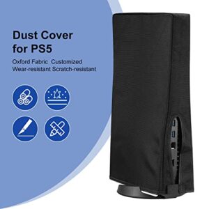 T Tersely Dust Cover for PS5 Console Anti-Scratch Waterproof Dust Sleeve Guard Cover Skin Ultra Soft Protective Case With Cable Port For SONY PlayStation 5 Digital Edition & Regular Edition (Black)