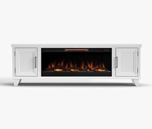 realcozy 78 inch white tv stand with electric fireplace - modern electric fire place & tv console - traditional sonoma design, fits tvs up to 85''. 7 flame colors with remote