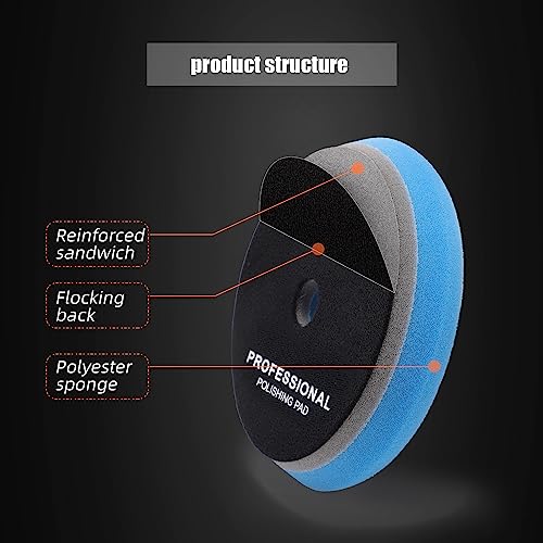 SPTA HD Buffing Polishing Pads, 5 Inch Orbital Buffer Pads Hook and Loop Buffing Pads, Foam Polish Pad 5 Grits from Coarse to Fine for 5 Inch DA Rotary Polisher Compounding, Polishing and Waxing