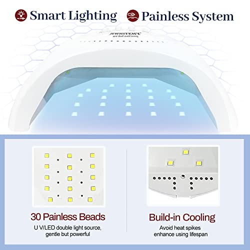 JEWHITENY U V LED Gel Nail Lamp, SUN1G 48W Dryer Light for Polish-3 Timers Professional Upgraded Curing Lamp Art Accessories, Dual Toe Nails,White