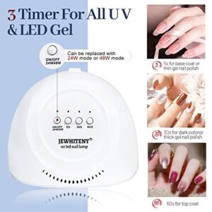 JEWHITENY U V LED Gel Nail Lamp, SUN1G 48W Dryer Light for Polish-3 Timers Professional Upgraded Curing Lamp Art Accessories, Dual Toe Nails,White