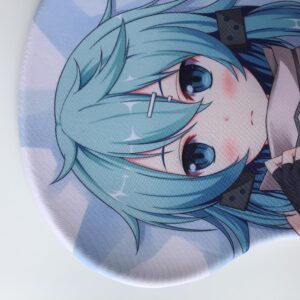CVUWOXO Japanese Anime Girl Asada Shino 3D Mous pad, Silical Gel Oppai Mousepads with Wrist Rest Support, Relife Wrist Pain Design for Otaku's Gaming Mice Pad (Blue)