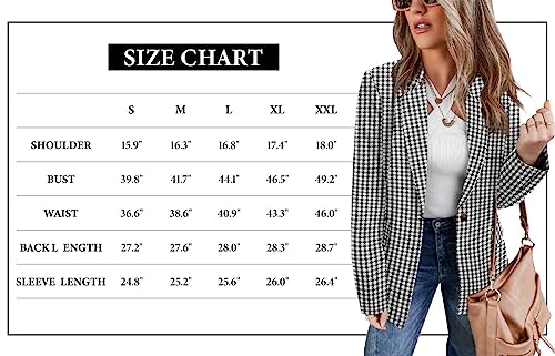 CRAZY GRID Women Casual Business Blazer Professional Work Blazer Jacket Ladies Stretch Long Sleeve Fashion Suit Jacket Plus Size XL Houndstooth