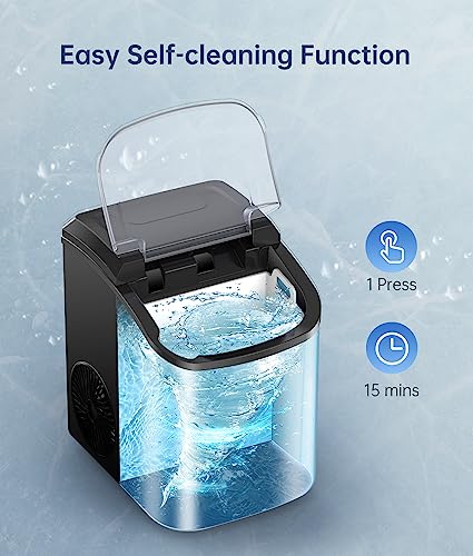 EASYERA Nugget Ice Maker Countertop, Pellet Crushed Chewble Ice Cubes, 33LBS/24H, Compact Self-Cleaning Machine with Ice Bags for Home, Kitchen, RV, Camping