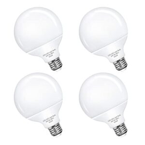 globe led light bulbs 60w equivalent, g25 led vanity bulb for bathroom mirror light bulbs, e26 led edison base round light bulb, soft white 3000k, 500lm not-dimmable decoration lighting, 4 pack