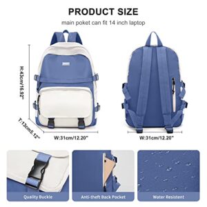 weradar Cute College Backpack for Women Men,Middle School Backpack For Teen Girls,Waterproof Travel Rucksack Casual Daypack,High School Bag For Boy,Kawaii Students(Blue)