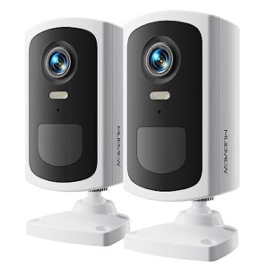 mubview security cameras wireless outdoor - 2 pack outdoor camera wireless 2k battery powered security camera outdoor & indoor, wifi home camera with spotlight/siren/ai motion detection/2-way talk