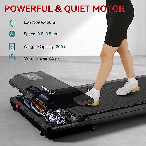 Walking Pad, SupeRun Treadmills for Home/Office 2 in 1 Under Desk Treadmill, Walking Treadmill with Remote Control, Smart Desk Treadmill for Walking Jogging, LED Display, Low Noise