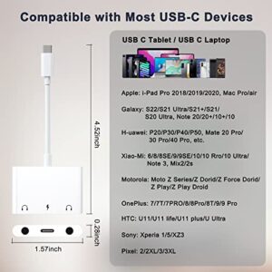 LXJTHT USB C to Headphone Adapter/Splitter,3 in 1 Type C to Dual 3.5mm Headphone Jack with PD 60W Fast Charge,Compatible with Galaxy S22 S21 S20/Note 20,Pixel 4 3 XL,Huawei,iPad Pro,etc.