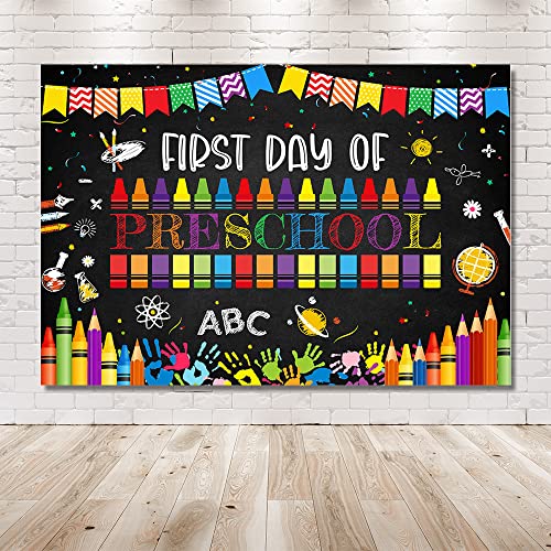 MEHOFOND 7x5ft Back to Preschool Backdrop for Kids Children Teachers and Students Classroom Party Decorations Supplies First Day of Preschool Kindergarten Photography Background Photo Studio Props
