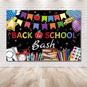 MEHOFOND 7x5ft Back to School Bash Backdrop Chalkboard First Day of Preschool Kindergarten Banner Colorful Pencil Books Welcome to Kindergarten Photography Background Photo Studio Props