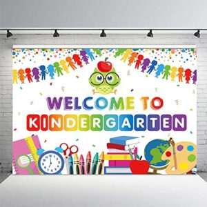 mehofond 7x5ft welcome to kindergarten backdrop owl colorful flags back to school kids classroom party decorations first day in preschool kindergarten photography background photo studio