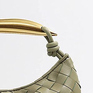 Woven Handbag Soft PU Handmade Hobo Bags for Women Lightweight Fashion Dumpling Clutch Bags (Light Green)