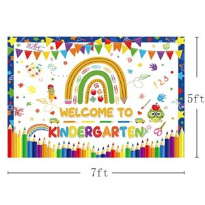 MEHOFOND 7x5ft Welcome to Kindergarten Backdrop Pencil Rainbow Back to School Bash Banner Classroom Party Decorations Homecoming Children Photography Background Prop Gift