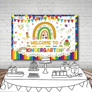 MEHOFOND 7x5ft Welcome to Kindergarten Backdrop Pencil Rainbow Back to School Bash Banner Classroom Party Decorations Homecoming Children Photography Background Prop Gift
