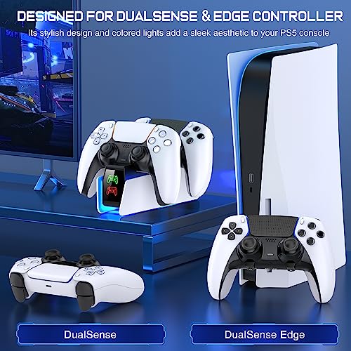 PS5 Controller Charger Station for Playstation 5 Dualsense Controllers with LED Light UP Dual Stand Charger Dock, PS5 Controller Charging Station Accessories for DualSense Edge Charging