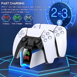 PS5 Controller Charger Station for Playstation 5 Dualsense Controllers with LED Light UP Dual Stand Charger Dock, PS5 Controller Charging Station Accessories for DualSense Edge Charging