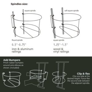 Vertical Garden Railing Planter Shelf for Balcony Deck Porch Patio and Indoor Stair Railing-Remarkable Gardening Gifts-1/2”-3/4” Spindle