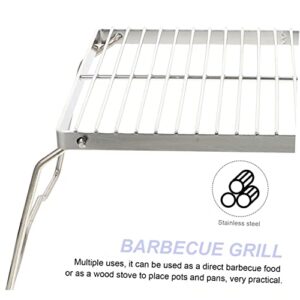 GANAZONO Grill Folding Bracket Fishing Grill Grate Metal Barbecue Grill Stainless Steel Grill Grate Folding Campfire Grill Barbecue Rack Portable Grills Collapsible Campfire Grill Burner