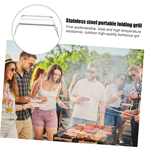 GANAZONO Grill Folding Bracket Fishing Grill Grate Metal Barbecue Grill Stainless Steel Grill Grate Folding Campfire Grill Barbecue Rack Portable Grills Collapsible Campfire Grill Burner