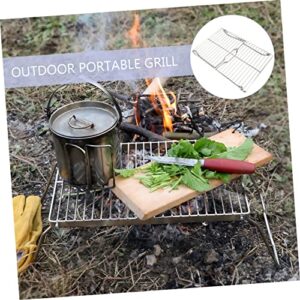 GANAZONO Grill Folding Bracket Fishing Grill Grate Metal Barbecue Grill Stainless Steel Grill Grate Folding Campfire Grill Barbecue Rack Portable Grills Collapsible Campfire Grill Burner