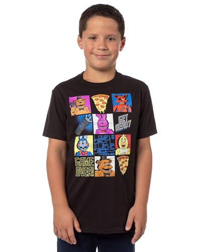 Five Nights at Freddy's Big Boy's Colorful Graphic Tile Grid T-Shirt (Small)