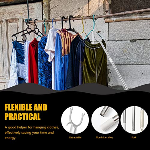 DOITOOL Garment Rod Hanger Retriever Pole- 51 inch Adjustable High Reach Garment Hook Closet Pole- Extendable Reaching Stick Pole to Easily Reach Clothes and Closet Poles