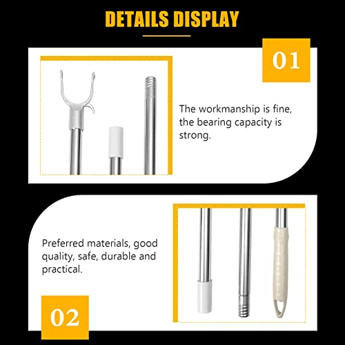 DOITOOL Garment Rod Hanger Retriever Pole- 51 inch Adjustable High Reach Garment Hook Closet Pole- Extendable Reaching Stick Pole to Easily Reach Clothes and Closet Poles