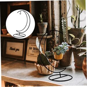 Happyyami 2pcs Moon Bracket Desktop Stand Garment Rack Small Plant Pot Hook Earth Ornament Wedding Decoration Rack Doll Hanging Basket Bracket Botanical Decor Air Plant Hanger Iron Black Air