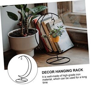 Happyyami 2pcs Moon Bracket Desktop Stand Garment Rack Small Plant Pot Hook Earth Ornament Wedding Decoration Rack Doll Hanging Basket Bracket Botanical Decor Air Plant Hanger Iron Black Air