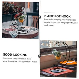 Happyyami 2pcs Moon Bracket Desktop Stand Garment Rack Small Plant Pot Hook Earth Ornament Wedding Decoration Rack Doll Hanging Basket Bracket Botanical Decor Air Plant Hanger Iron Black Air