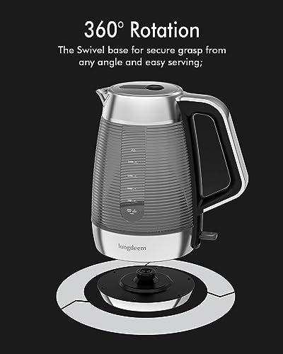 1.5L Double-Walled Cool Touch Electric Tea Kettle, Sleek and Heat-Resistant Glass Body with LED Light Indicator, Wide-Open Lid, BPA-Free, Fast Heating 1500W for Hot Water and Tea, Silver