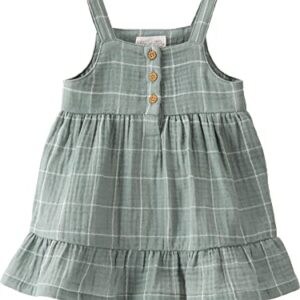 little planet by carter's Baby Girl's Organic Cotton Dress, Spring Moss Plaid, 9 Months