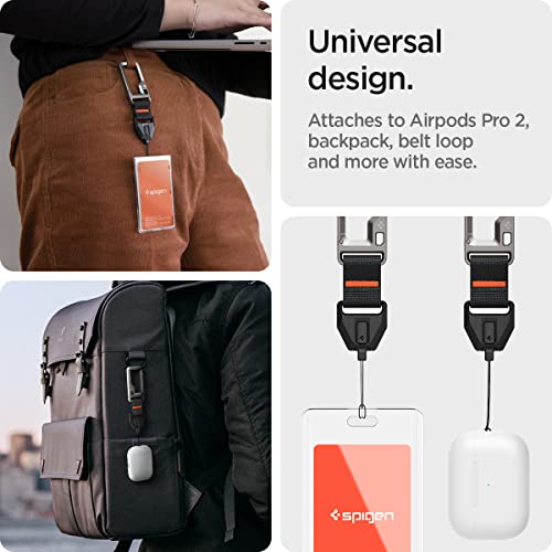 Spigen Rugged Armor Case and Lanyard with Carabiner Designed for AirPods Pro 2nd Generation Case (2022) - Black