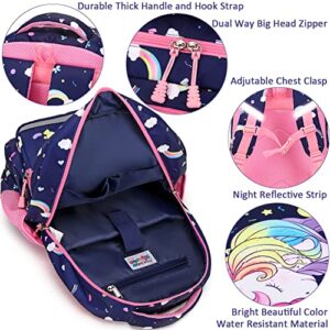 Meisohua Unicorn Backpack for Girls School Backpack 3 in 1 Set Elementary Kindergarten School Bags for Girls with Chest Strap and Lunch Tote Pencil Bag