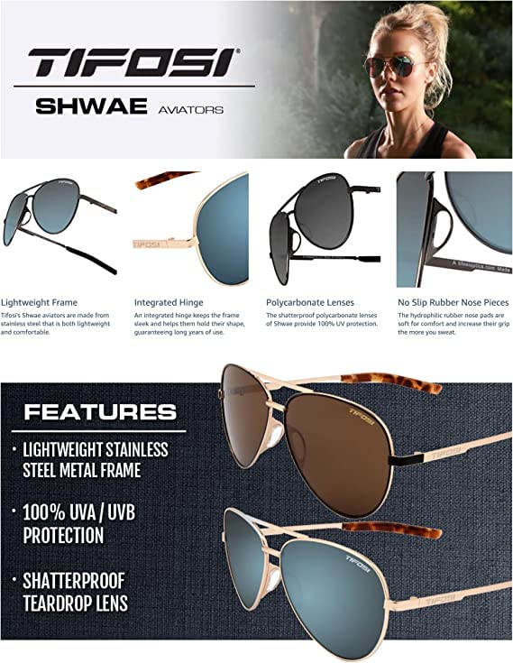 Tifosi Optics Shwae Aviator Sunglasses (Gold, Pink Mirror)