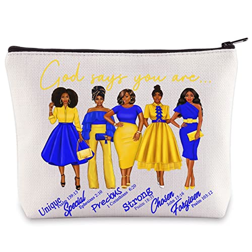 WZMPA Sigma Gamma Rho Cosmetic Makeup Bag Greek Sorority Gift God Says You Are Sorority Makeup Zipper Pouch Bag 1922 SGR Paraphernalia (God Says SGR)