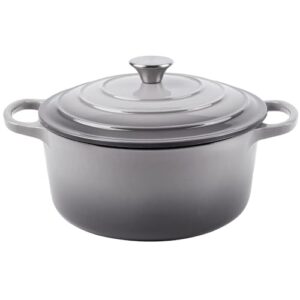 alathote 6 quart enameled cast iron dutch oven with lid - big dual handles - oven safe up to 500°f - classic round pot for versatile cooking light gray