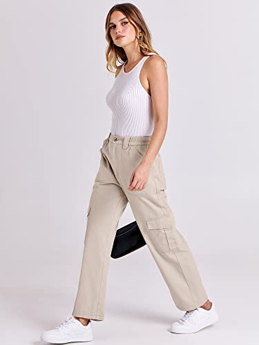 ANRABESS Women's Cargo Pants High Waisted Baggy Multiple Pockets Casual Work Pants Trendy Fashion Relaxed Fit Trousers Y2k for Teen Girls 1017mihuang-L