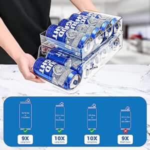 Puricon Large Foldable Skinny Can Organizer, Auto-Rolling Drink Dispenser for 16oz (473ml) / 17oz (500ml) Skinny Tall Cans, Clear, Space-Saving Storage for Fridge, Pantry, and Countertop - 1 Pack