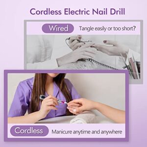 Nail Drill CANDWHIP, Cordless Electric Nail Drill Professional Efile Nail Drill Kit for Acrylic, Gel Nails, Manicure Pedicure Polishing Shape Tools Design for Home Salon Use Gray