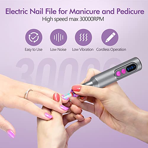 Nail Drill CANDWHIP, Cordless Electric Nail Drill Professional Efile Nail Drill Kit for Acrylic, Gel Nails, Manicure Pedicure Polishing Shape Tools Design for Home Salon Use Gray