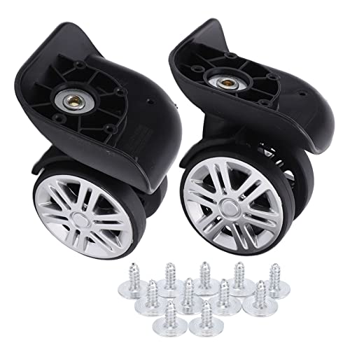 Swivel Luggage Wheels Replacement, 360 Swivel Trolley Suitcase Spinner Repair Mute Wheel Left and Right Dual Roller Bearing Silent Caster Repairing Parts Set Travel Customs Box Case 1 Pair