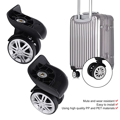 Swivel Luggage Wheels Replacement, 360 Swivel Trolley Suitcase Spinner Repair Mute Wheel Left and Right Dual Roller Bearing Silent Caster Repairing Parts Set Travel Customs Box Case 1 Pair