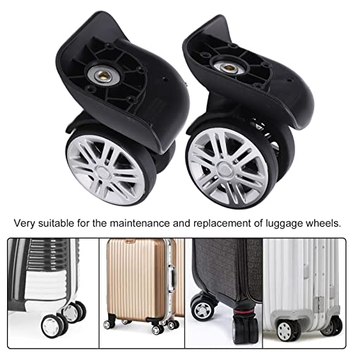 Swivel Luggage Wheels Replacement, 360 Swivel Trolley Suitcase Spinner Repair Mute Wheel Left and Right Dual Roller Bearing Silent Caster Repairing Parts Set Travel Customs Box Case 1 Pair