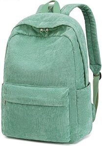 school backpack for teens large corduroy bookbag lightweight 17 inch laptop bag for girls women casual high school college work (green, 17 inch)