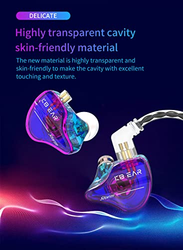 YINYOO KBEAR Storm in-Ear Monitor Headphones with Crystal Clear Sound IEM Earphones with Microphone, inear Wired Earbuds Earphones with Detachable Cable for Video/Music/Calling (Purple, with mic)