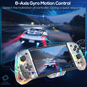 Switch Controller for Nintendo Switch/OLED, One-Piece Switch Pro Controllers Replacement for Joycon, Handheld Switch Grip Remote with 8 RGB Colors, Adjustable TURBO, Dual Motor Vibration, Back Button