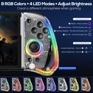 Switch Controller for Nintendo Switch/OLED, One-Piece Switch Pro Controllers Replacement for Joycon, Handheld Switch Grip Remote with 8 RGB Colors, Adjustable TURBO, Dual Motor Vibration, Back Button